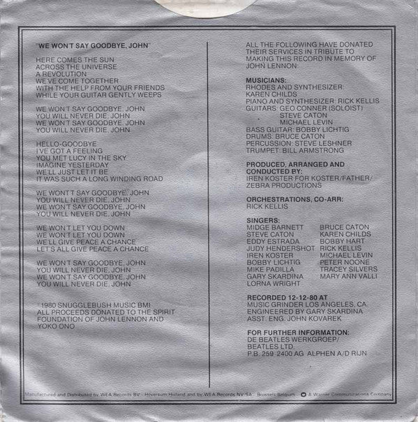 Iren Koster : We Won't Say Goodbye, John (7", Single)