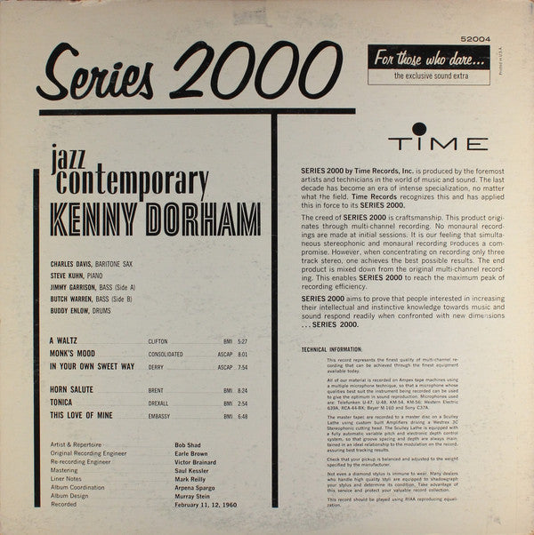 Kenny Dorham : Jazz Contemporary (LP, Album, Mono)