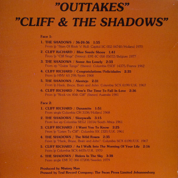 Cliff & The Shadows* : Outtakes (10", Comp, Unofficial)
