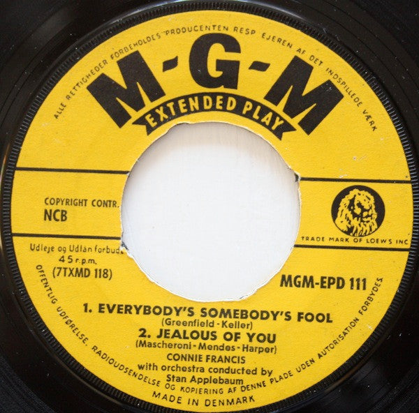 Connie Francis : Tunna Skivor (Everybody's Somebody's Fool) (7", EP)