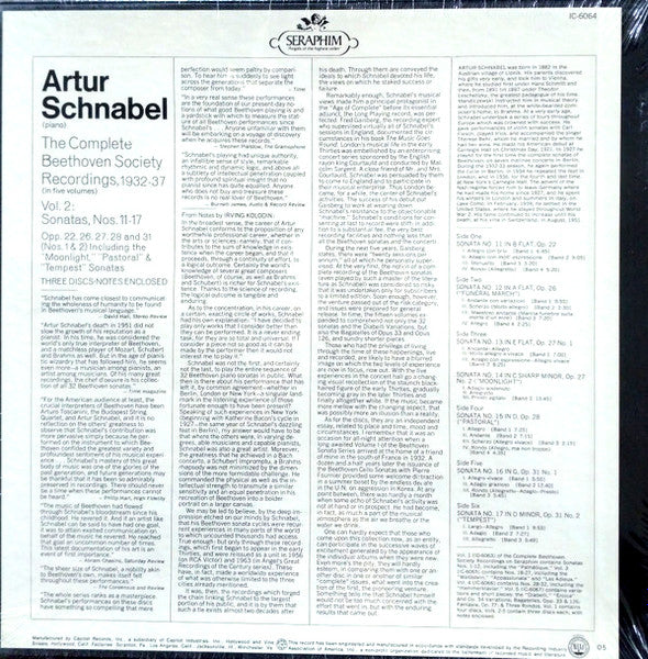 Artur Schnabel / Ludwig van Beethoven : The Complete Beethoven Society Recordings, 1932–37 / Vol. 2: Sonatas, Nos. 11–17 (3xLP, Comp, Mono + Box)