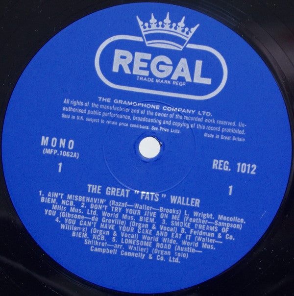 Fats Waller : The Great "Fats" Waller (LP, Comp, Mono)