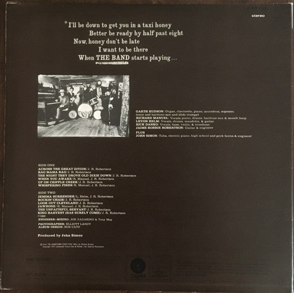 The Band : The Band (LP, Album, Gat)