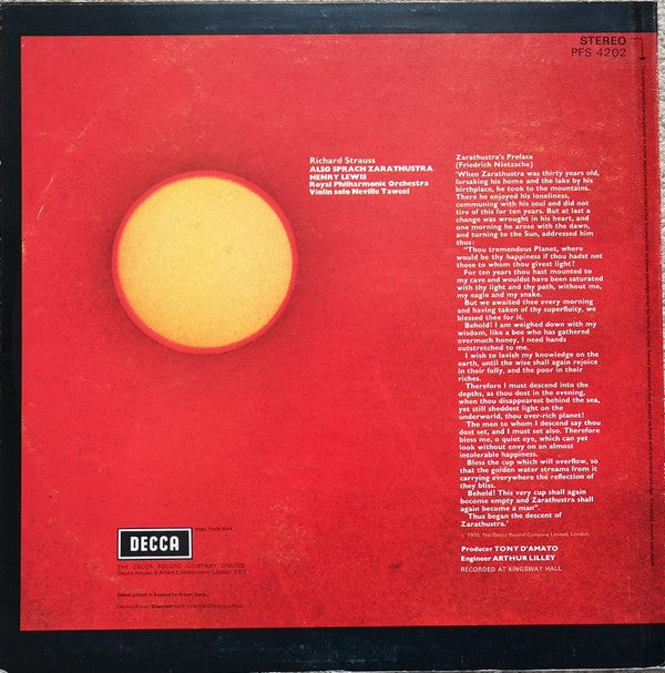 Richard Strauss - Henry Lewis, Royal Philharmonic Orchestra : Also Sprach Zarathustra (LP, Album)