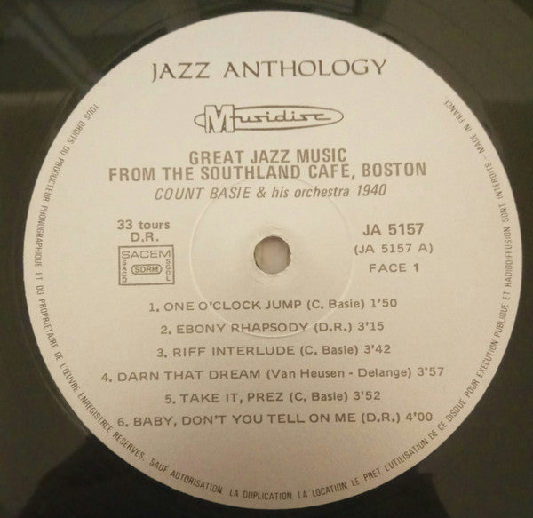 Count Basie / Duke Ellington : Great Jazz Music (From The Southland Cafe  Boston - 1940) (LP, Comp, Mono, RE)