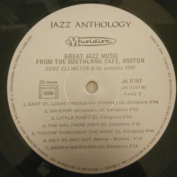 Count Basie / Duke Ellington : Great Jazz Music (From The Southland Cafe  Boston - 1940) (LP, Comp, Mono, RE)