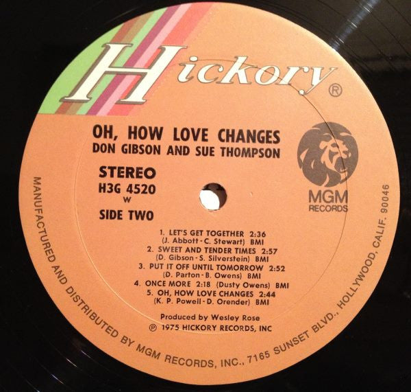 Don Gibson & Sue Thompson : Oh, How Love Changes (LP, Album)