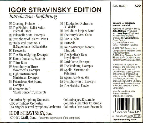 Igor Stravinsky : Igor Stravinsky Edition – Introduction · Einführung (CD, Album, Comp)
