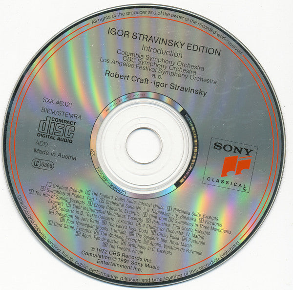 Igor Stravinsky : Igor Stravinsky Edition – Introduction · Einführung (CD, Album, Comp)