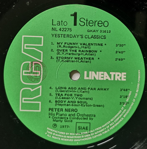 Peter Nero : Yesterday's Classics  (LP, Comp)
