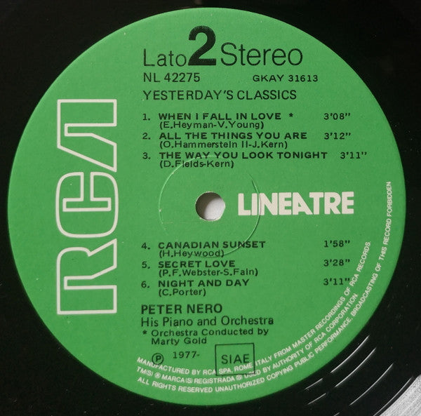 Peter Nero : Yesterday's Classics  (LP, Comp)