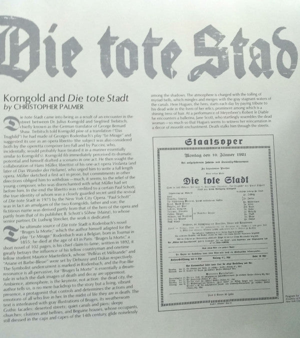 Erich Wolfgang Korngold - Carol Neblett, René Kollo, Hermann Prey, Benjamin Luxon, Chor Des Bayerischen Rundfunks, Münchner Rundfunkorchester, Erich Leinsdorf : Die Tote Stadt (3xLP, Album + Box)