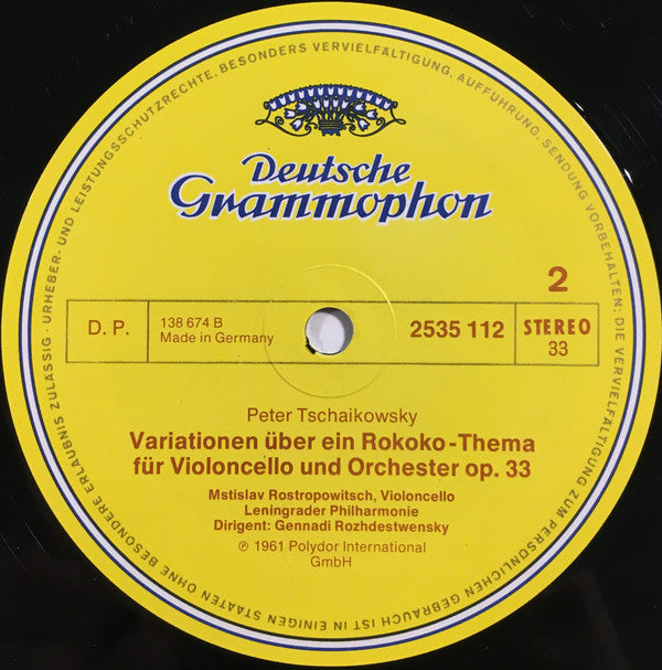 Robert Schumann / Pyotr Ilyich Tchaikovsky – Mstislav Rostropovich · Gennadi Rozhdestvensky, Leningrad Philharmonic Orchestra : Cellokonzert · Rokoko-Variationen (LP, RE)