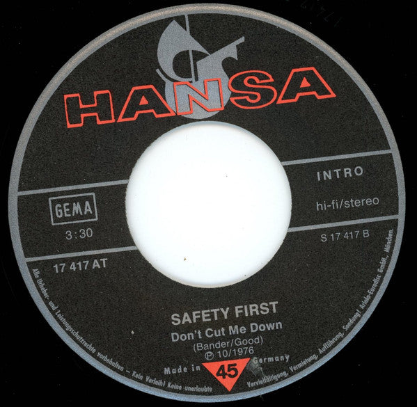 Safety First (2) : I Do, I Do (I Wanna Walk On Down The Aisle) / Don't Cut Me Down (7", Single)
