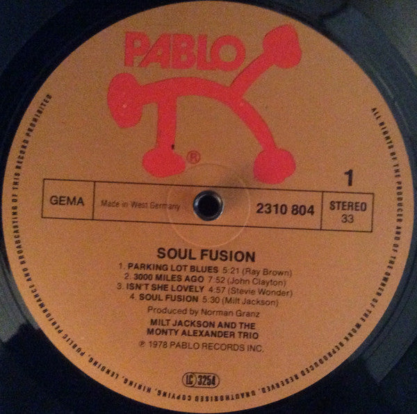 Milt Jackson And The Monty Alexander Trio : Soul Fusion (LP, Album, Gat)