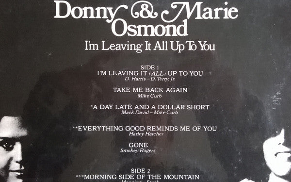 Donny & Marie Osmond : I'm Leaving It All Up To You (LP, Album)