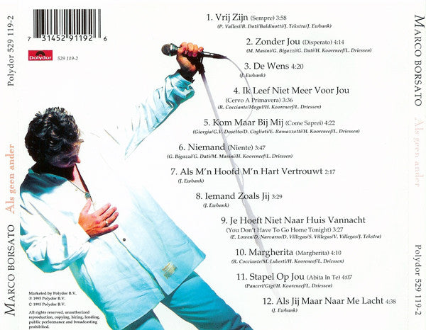 Marco Borsato : Als Geen Ander (CD, Album)