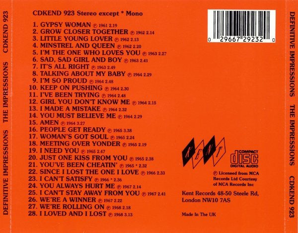 The Impressions : Definitive Impressions (CD, Comp)