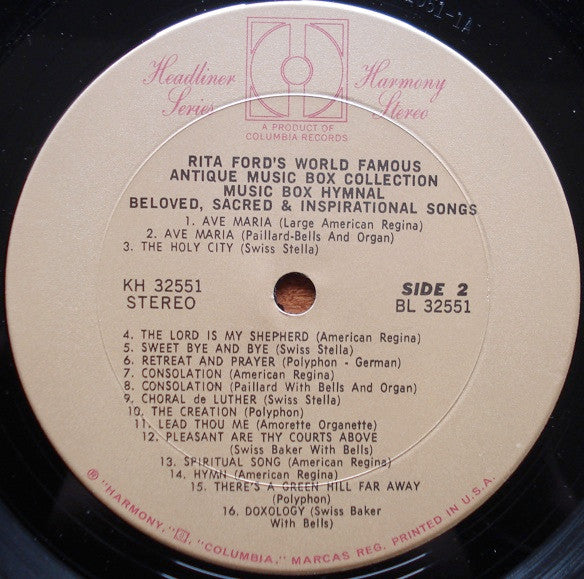 Rita Ford's Music Boxes : Music Box Hymnal (LP)