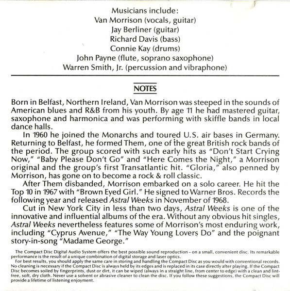 Van Morrison : Astral Weeks (CD, Album, RE)