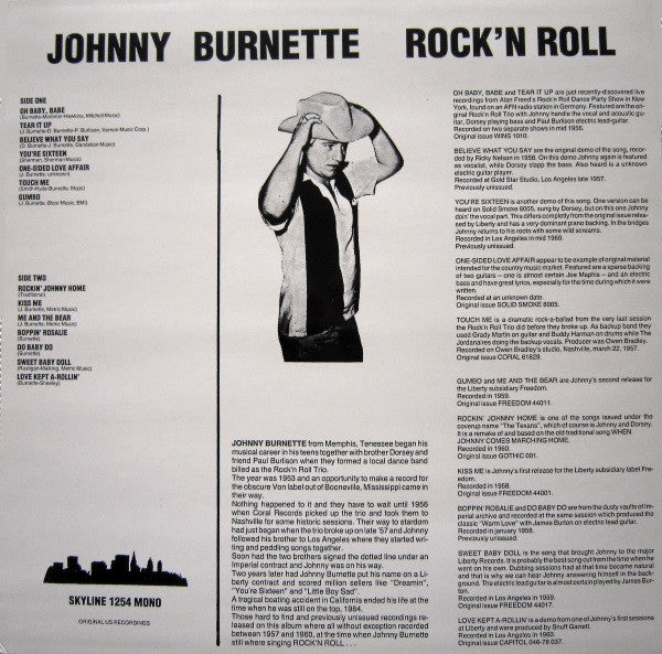Johnny Burnette : Rock'n Roll (LP, Comp, Mono)