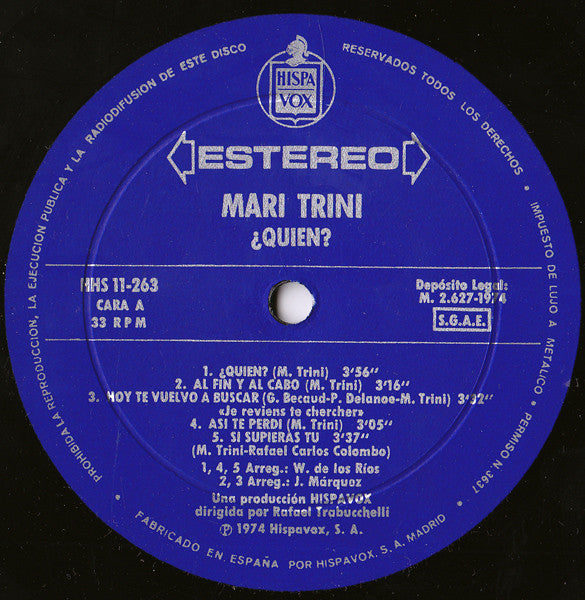 Mari Trini : ¿Quién? (LP, Album)