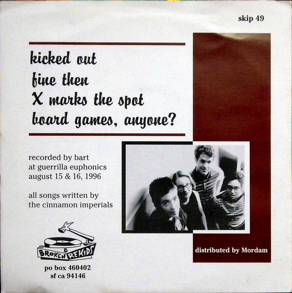 The Cinnamon Imperials : I Hope No One Finds Out (7", EP, Red)