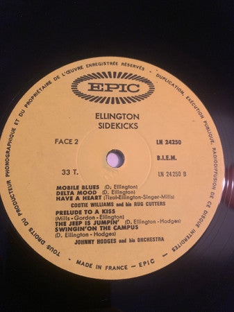Johnny Hodges And His Orchestra, Rex Stewart And His Orchestra, Barney Bigard And His Orchestra & Cootie Williams & His Rug Cutters : Ellington Sidekicks (LP, Comp)