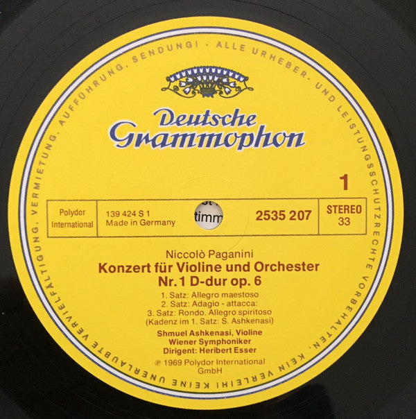 Niccolò Paganini - Shmuel Ashkenasi : Violinkonzerte Nr. 1 & Nr. 2 "La Campanella" (LP, Album, RE)