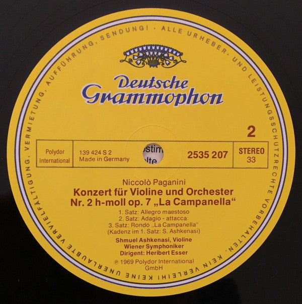 Niccolò Paganini - Shmuel Ashkenasi : Violinkonzerte Nr. 1 & Nr. 2 "La Campanella" (LP, Album, RE)