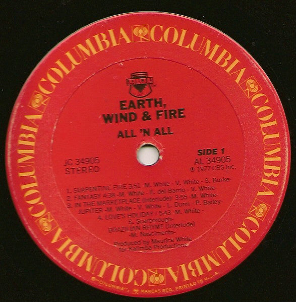 Earth, Wind & Fire : All 'N All (LP, Album, San)