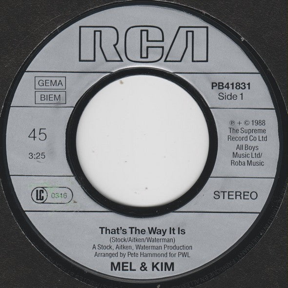 Mel & Kim : That's The Way It Is (7")