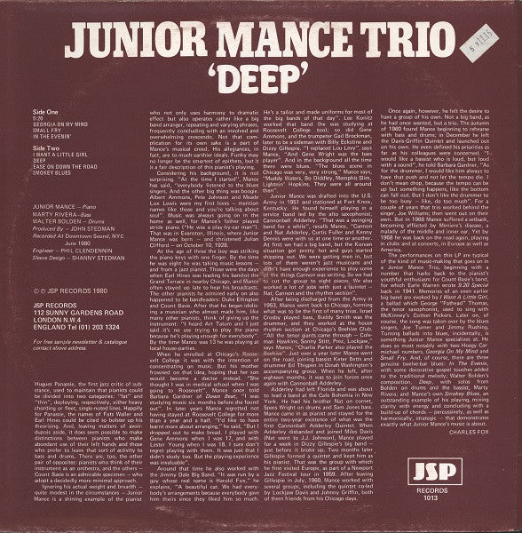 Junior Mance Trio : Deep (LP, Album)