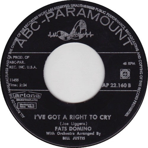 Fats Domino : When I'm Walking / I've Got A Right To Cry (7", Single)