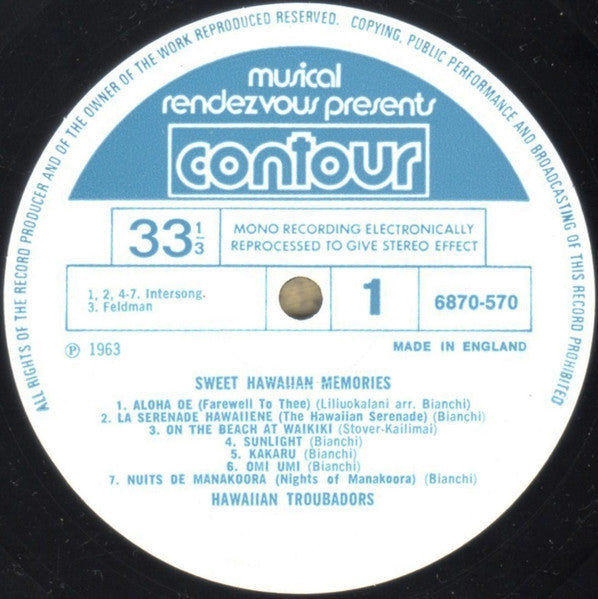 Hawaiian Troubadours* : Sweet Hawaiian Memories (LP, Album, RE)