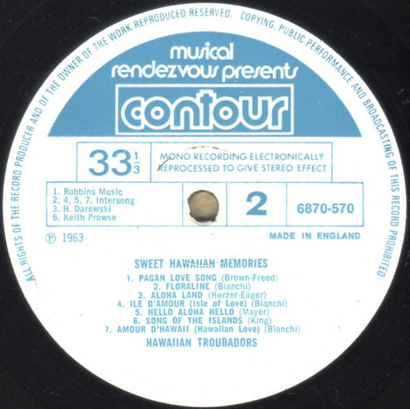 Hawaiian Troubadours* : Sweet Hawaiian Memories (LP, Album, RE)