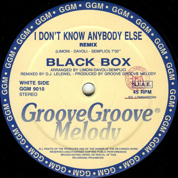 Black Box : I Don't Know Anybody Else (Club Remix) (12")
