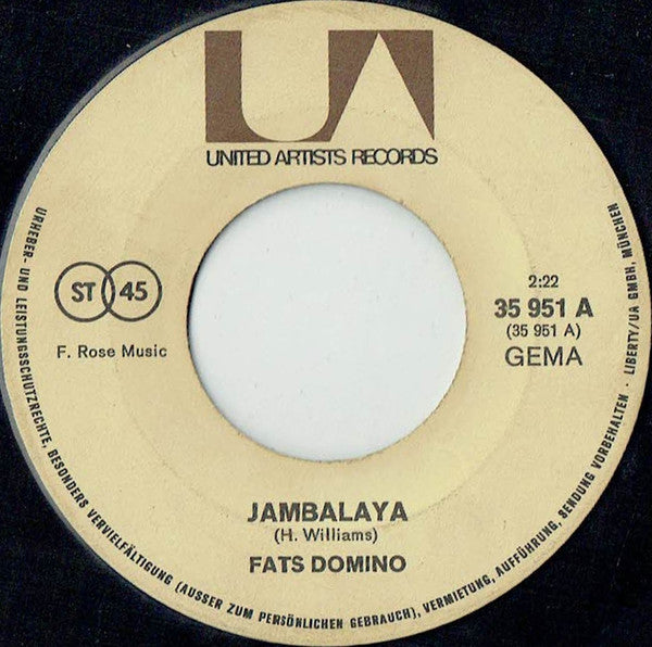 Fats Domino : Jambalaya / Blueberry Hill (7", Single)