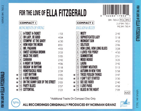 Ella Fitzgerald : For The Love Of Ella (2xCD, Comp, RE, RM)