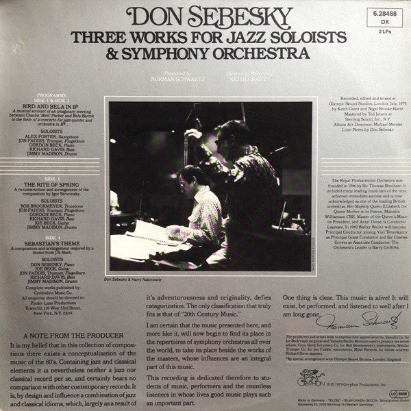 Don Sebesky : Three Works For Jazz Soloists & Symphony Orchestra (2xLP, Album)