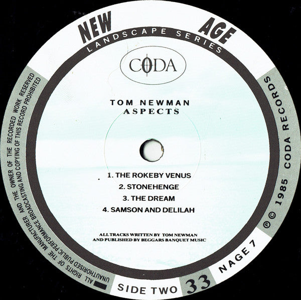 Tom Newman (2) : Aspects (LP, Album, Emb)