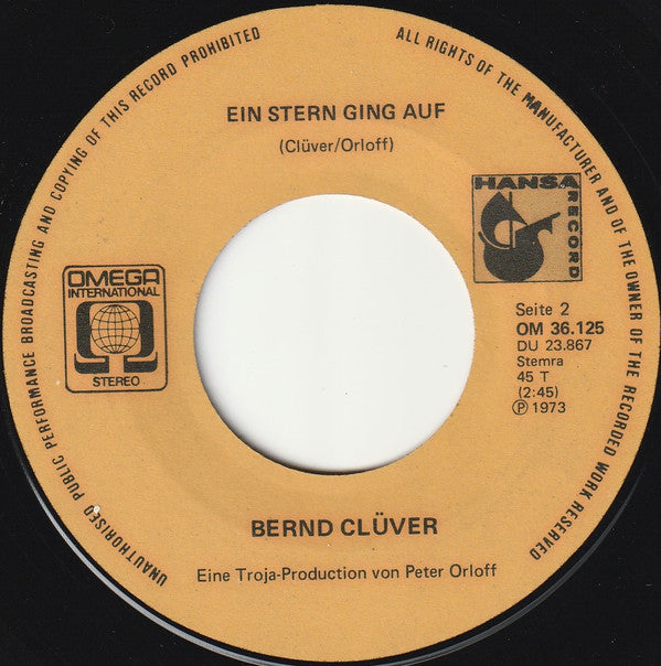 Bernd Clüver : Der Kleine Prinz (Ein Engel, Der Sehnsucht Heißt) (7", Single)