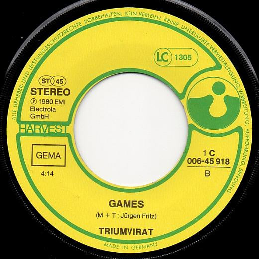 Triumvirat : Party Life / Games (7", Single)