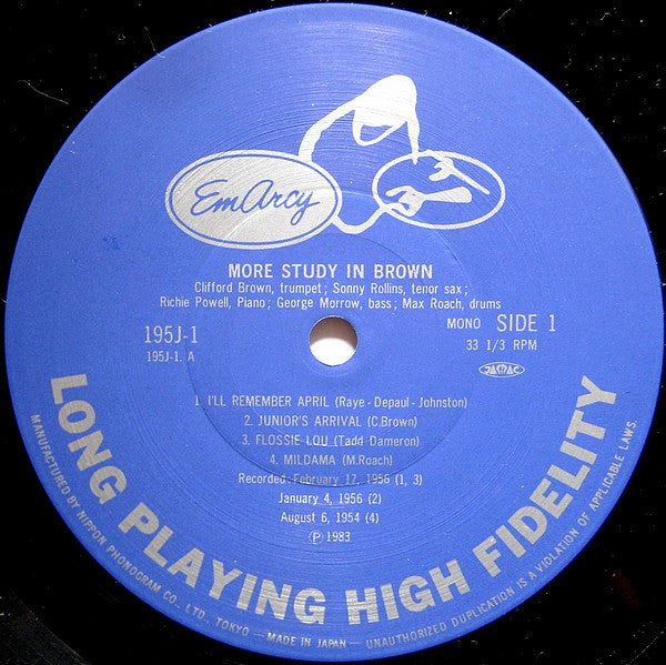 Clifford Brown : More Study In Brown (LP, Album, Mono)