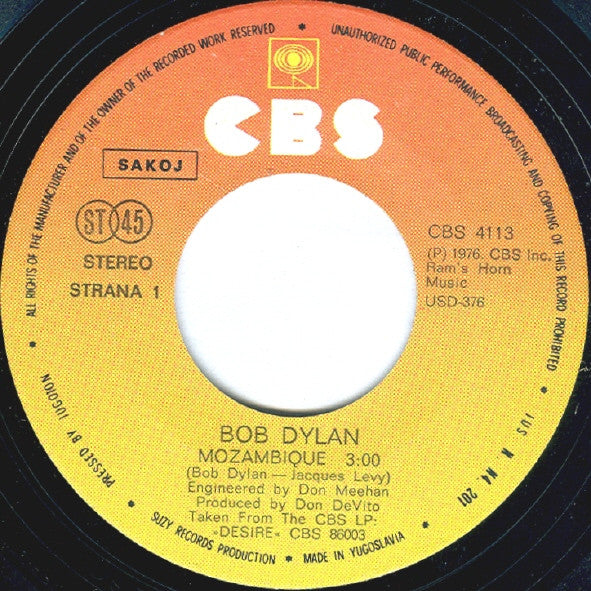 Bob Dylan : Mozambique (7", Single)