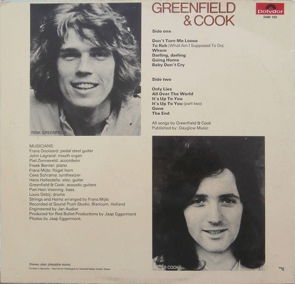 Greenfield & Cook : Greenfield & Cook (LP, Album)