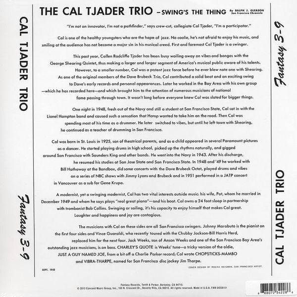 Cal Tjader Trio : The Cal Tjader Trio (10", RSD, Ltd, RE, Ora)