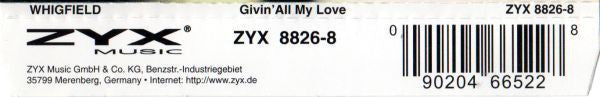 Whigfield : Givin' All My Love (CD, Maxi)