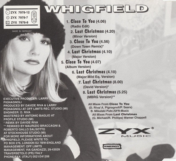 Whigfield : Close To You / Last Christmas (CD, Maxi)