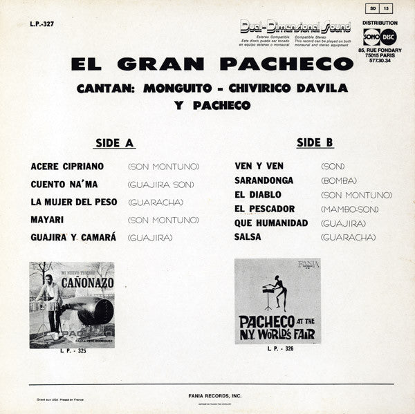 Johnny Pacheco : Te Invita A Bailar (LP, Album, RE)